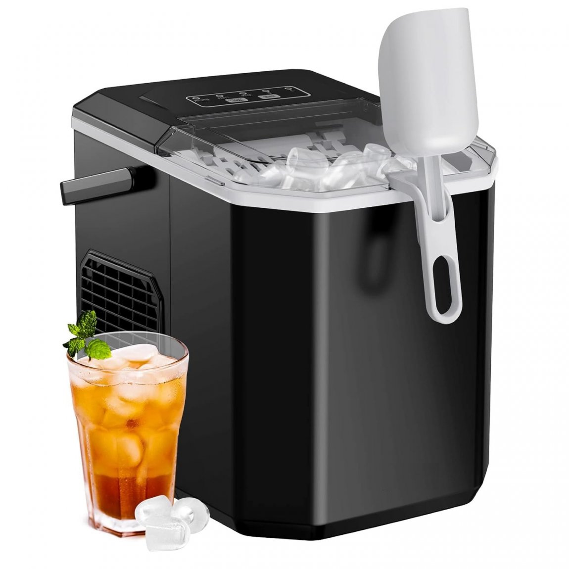 Ice Maker Countertop, Portable Ice Machine with Carry Handle, Self-Cleaning Ice Makers with Basket and Scoop, 9 Cubes in 6 Mins, 26 lbs per Day – Perfect for Home, Kitchen, Camping, and RV