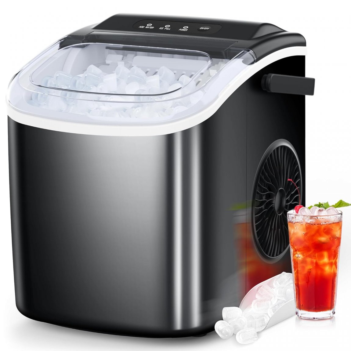 10K+ Bought in Past Month, Ice Maker Countertop, Lowest Price Online, Only $47, Shop Now! Portable Ice Machine with Self-Cleaning, 26.5lbs/24Hrs, 9 Bullet Ice Cubes in 6 Mins, Ice Basket and Scoop, Ideal for Home, Kitchen, Bar, Camping, Party, RVs