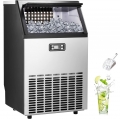 Ice Maker, Commercial Ice Machine,100Lbs/Day, Stainless Steel Ice Machine with 48 Lbs Capacity, Ideal for Restaurant, Bars, Home and Offices, Includes Scoop Silver