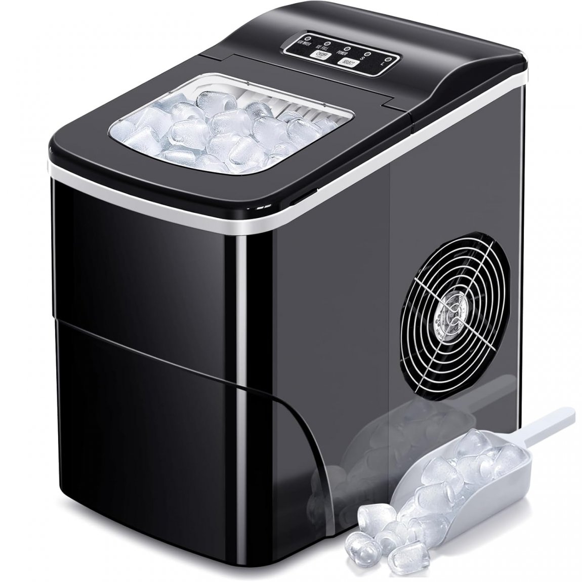 8K+ Bought in Past Month, Original Price: $79, Now: $57, Ice Makers Countertop with Self-Cleaning, 26lbs/24hrs, 9 Cubes Ready in 6 Mins, Portable Ice Machine with 2 Sizes Bullet Ice, Ice Scoop, and Basket for Home, Kitchen, Office, Bar, Party, RVs