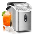 Nugget Ice Makers Countertop with Soft Chewable Pellet Ice, 7 Mins Ice Making, 35.5Lbs/24Hrs, Pebble Ice Maker Machine with Self-Cleaning/Ice Basket/Ice Scoop for Home/Office/Bar, Silver