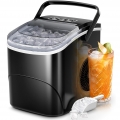 Ice Makers Countertop, 26Lbs/24H, 9 Cubes in 6 Mins, Portable Ice Maker Machine with Self-Cleaning, 2 Sizes of Bullet Ice, Perfect for Home Kitchen - Black