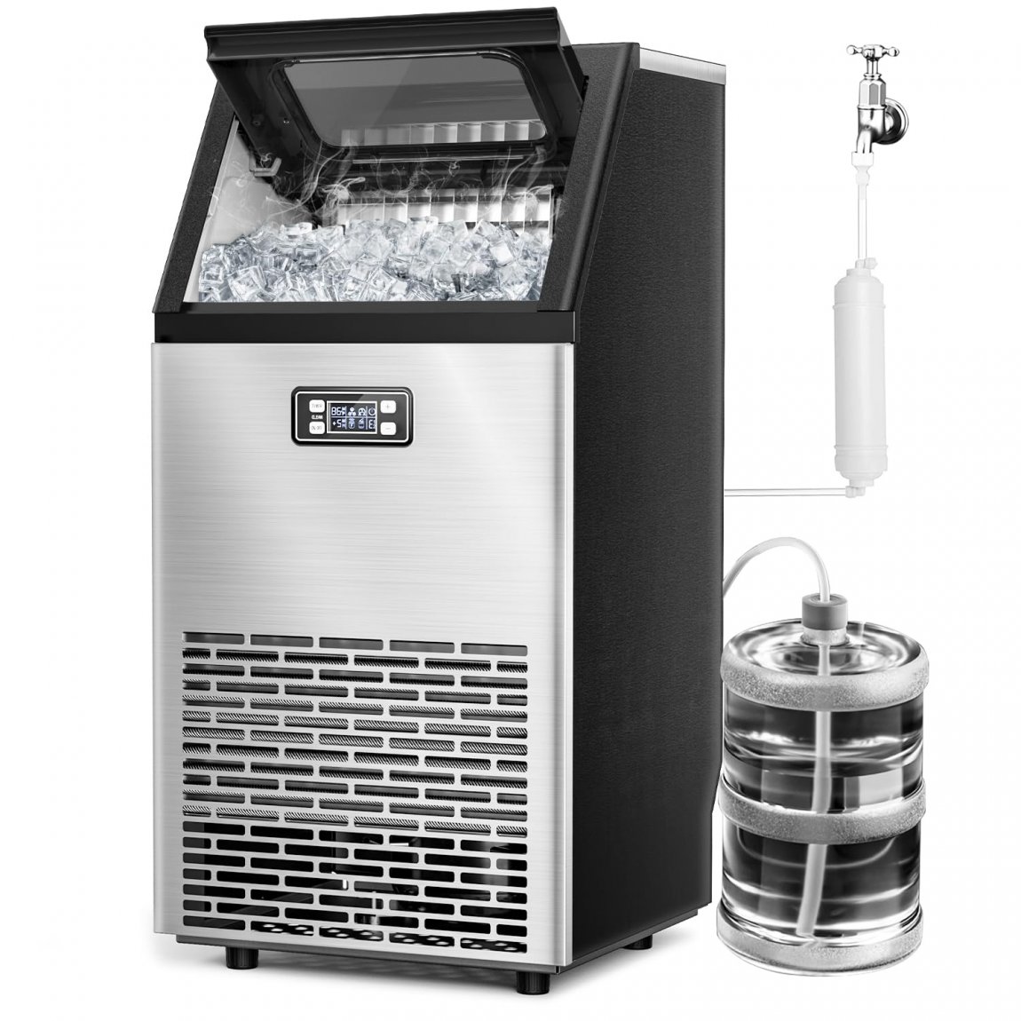 450+ Bought in Past Month, Original Price: $289, Now: $177, V2.0 Commercial Ice Machine,100 lbs /24H, Self Cleaning Ice Maker, Under Counter Ice Machines with 24 Hour Timer, Ice Thickness Control, Stainless Steel Ice Makers for School, Home, Bar, RV