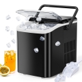 Only $37, Shop Now! Countertop Ice Maker Machine, Portable Self-Cleaning Ice Machine with Ice Scoop, Basket and Handle, 9 Cubes in 6 Mins, 26.5lbs/24Hrs, 2 Sizes of Bullet Ice for Home Kitchen, Coal Black