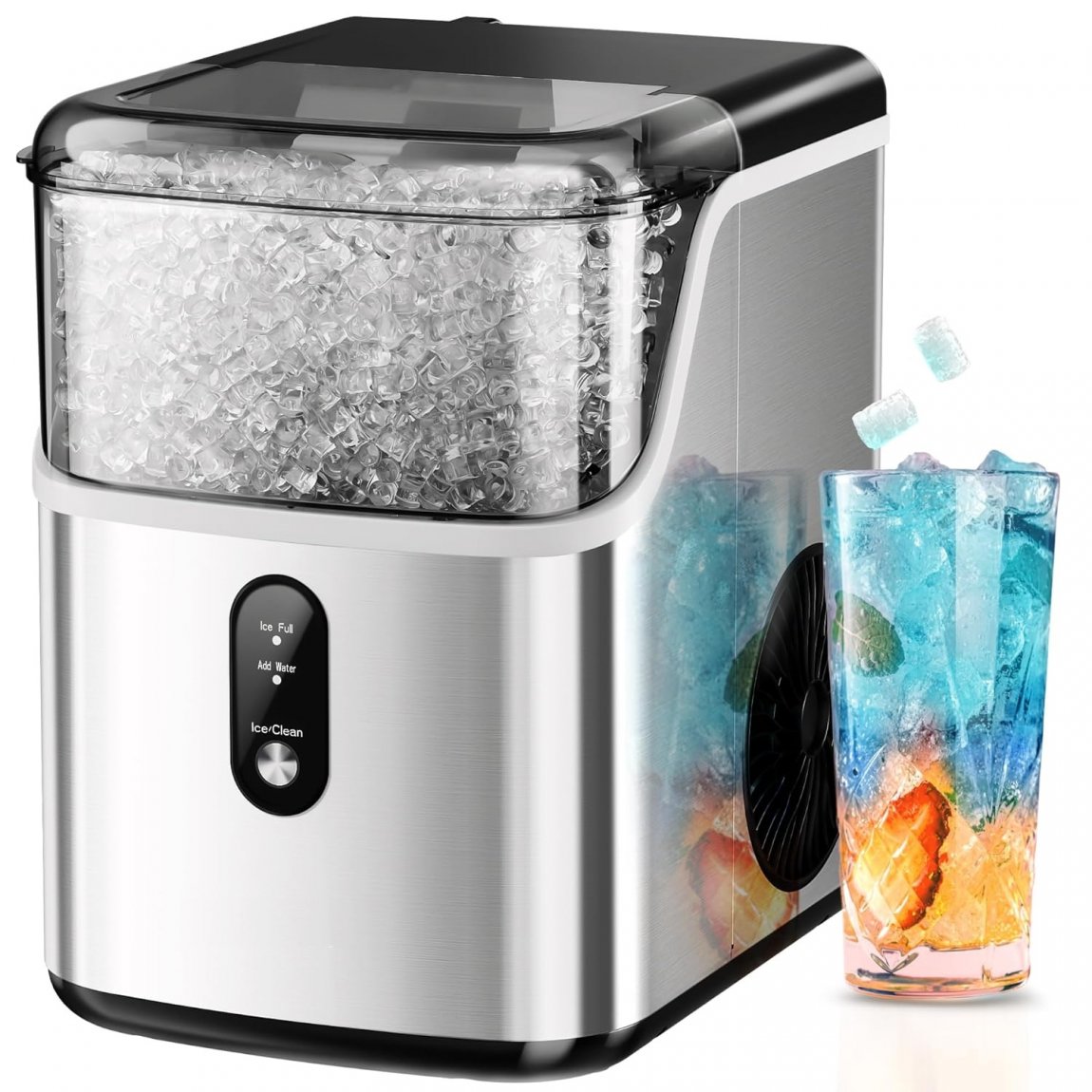 6K+ Bought in Past Month, Nugget Ice Makers Countertop, Original Price: $142, Now: $97. Pebble Ice Maker Machine with 35lbs/24H Soft Ice, Self-Cleaning Sonic Ice Maker with Ice Scoop&Basket, Pellet Ice Maker for Home/Kitchen/Office (Stainless Steels)