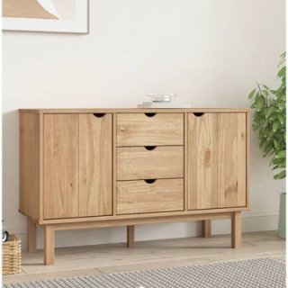 Classic solid wood side panel cabinet with Nordic design