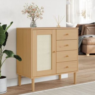 The Elegant and Versatile Solid Pine Rattan Sideboard